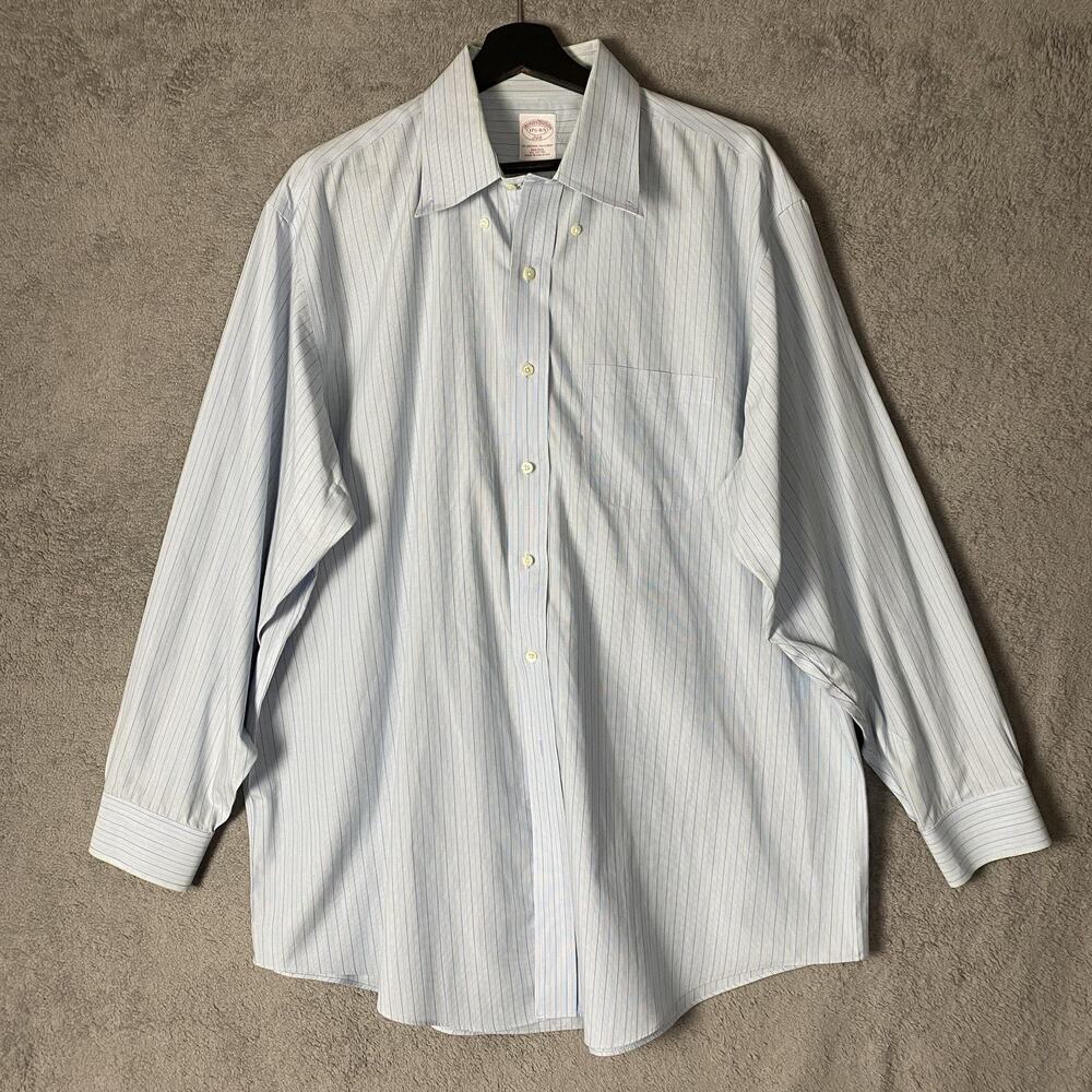 Brooks Brothers Shirt Mens Extra Large 17.5 346 Non Iron Classic Fit Striped Dre